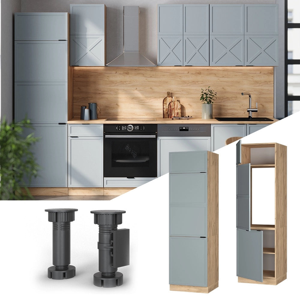 Armadio frigorifero Fame-Line Blu-grigio chiaro/Rovere dorato 60 cm Vicco
