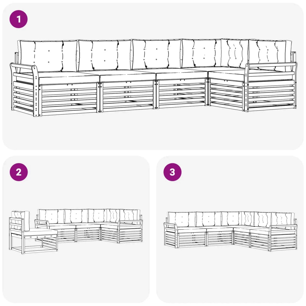 Set di divani da esterno con cuscino 5 pcs Naturale e Beige 3373463
