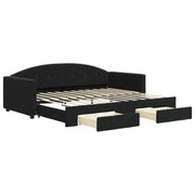 Divano letto | Sof¨¤ letto | Letto singolo Estraibile con Cassetti Nero 90x200 cm in Velluto