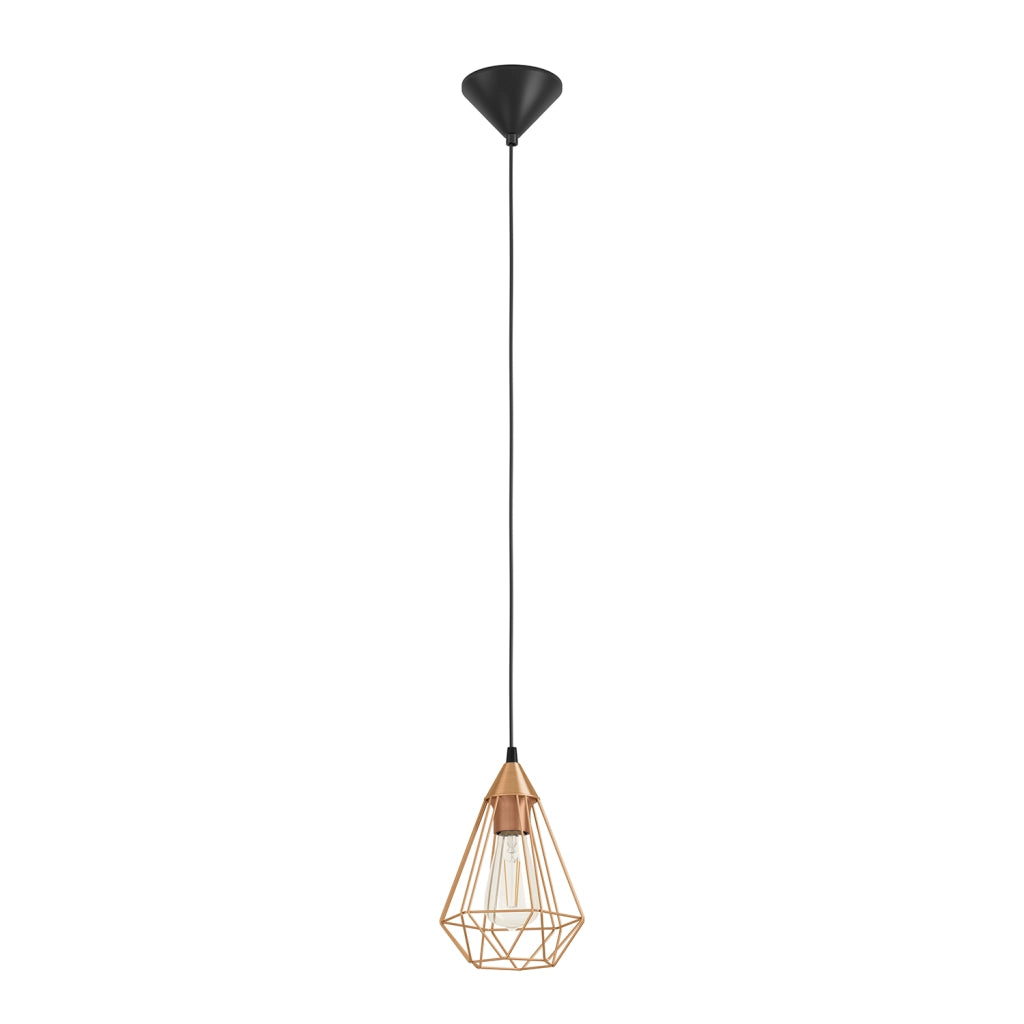 Lampadario A Sospensione Vintage Tarbes Policarbonato Nero Rame 1 Luce E27