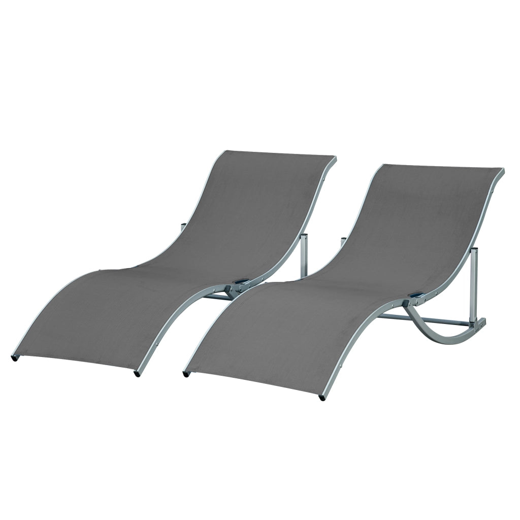 Set 2 Lettini da Giardino ¨C Xylo ¨C Textilene Alluminio Grigio Antracite 165x61x63cm