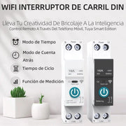 Interruttore a Scheda - Comando a Distanza Senza Fili - Rails DIN35 - Timer Ciclico - Timer a Contare Indietro - Funzione Orario - Bianco - Adatto per Home Intelligente - 16A.
