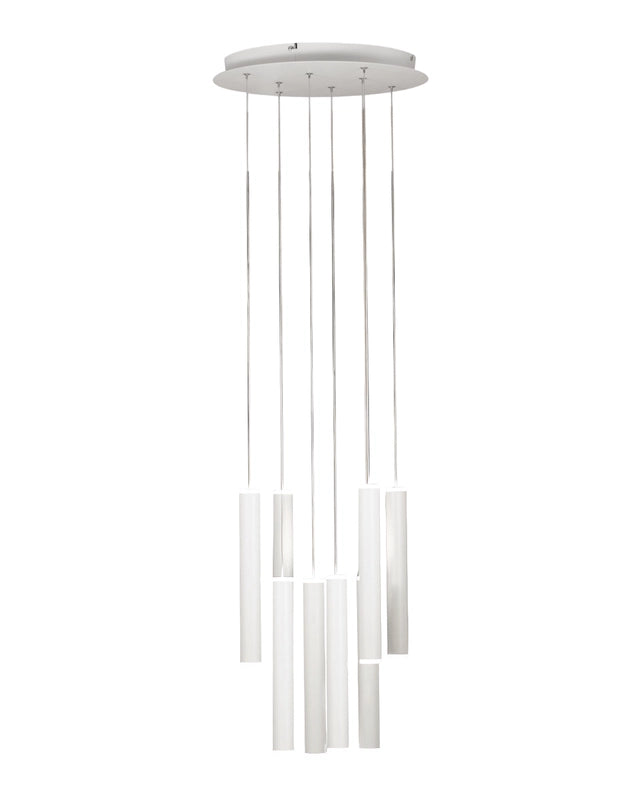 Lampada a sospensione circolare Prado 8 luci Fabas Luce - LED 52 W dimmerabile - Bianco opaco Rosone rotondo