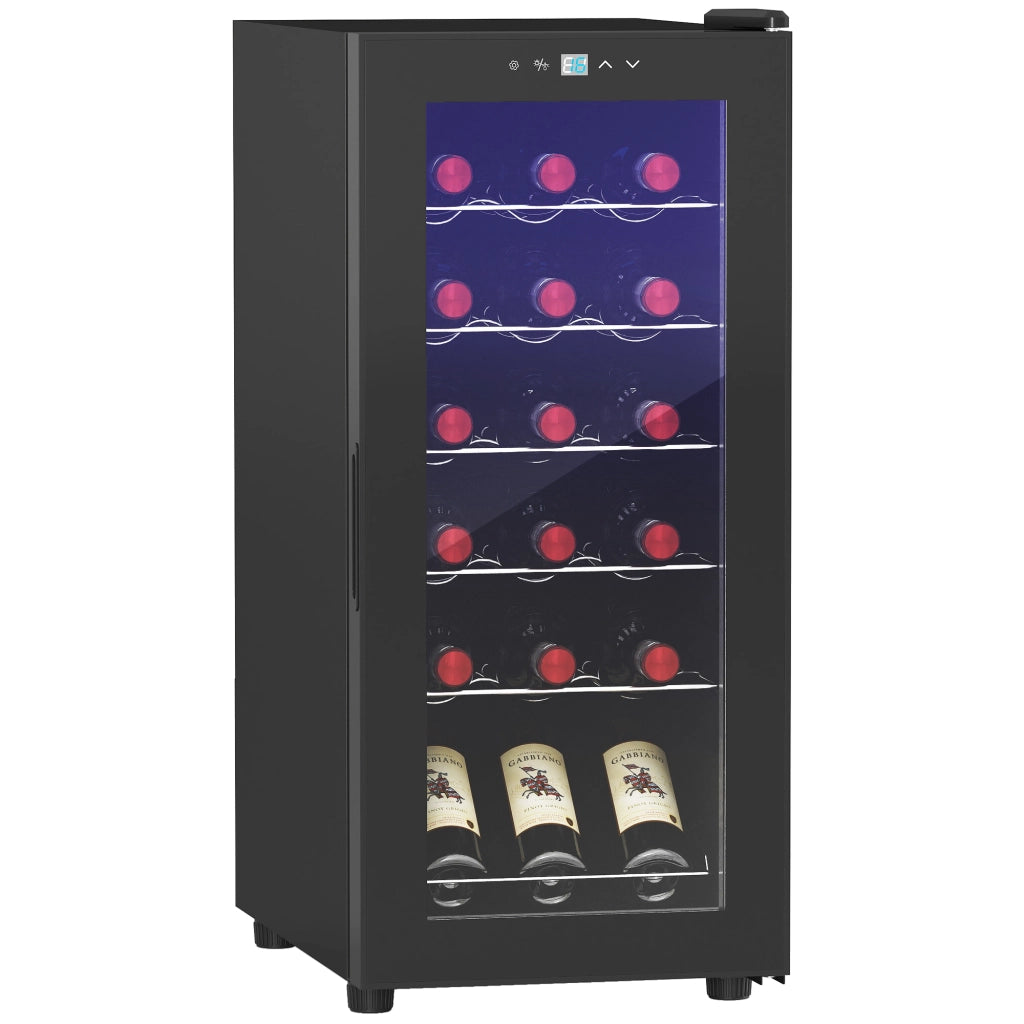 Cantinetta per vini 18 bottiglie 50L ¨C Minimal ¨C nero, temperatura regolabile 5-18¡ãC, luce LED