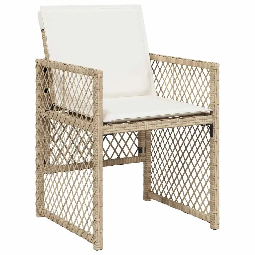 Set da Pranzo da Giardino 11 pz con Cuscini Beige in Polyrattan 3210790