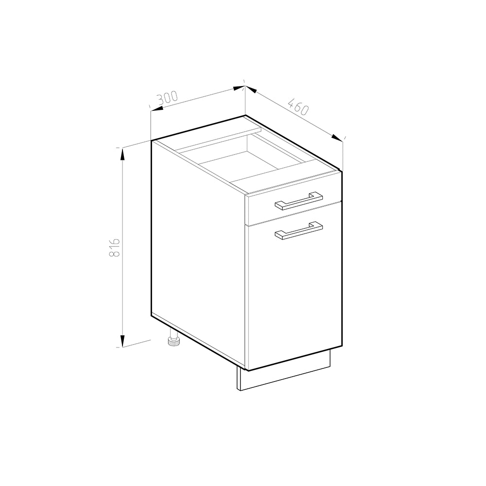 Vicco Mobiletto base per cucina Bianco 30 cm , PL Antracite