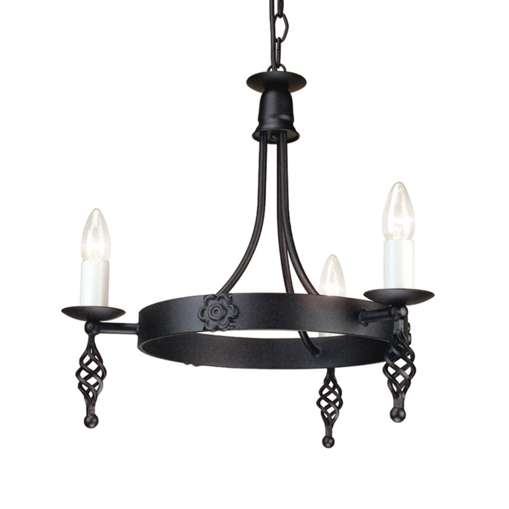 Lampadario retro Belfry nero in ferro Ø48 3xE14 Elstead
