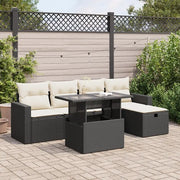 Set Divano da Giardino 6 pz con Cuscini Nero in Polyrattan 3327806