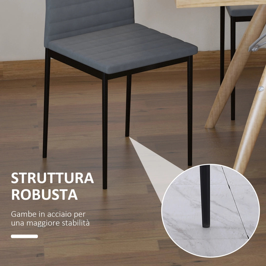 Set 4 Sedie Imbottite da Pranzo ¨C Xylo ¨C Tessuto Grigio Metallo Moderne per Sala Cucina Soggiorno