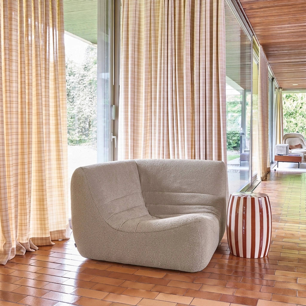 Poltrona angolare in bouclé testurizzato, 1 posto, beige
