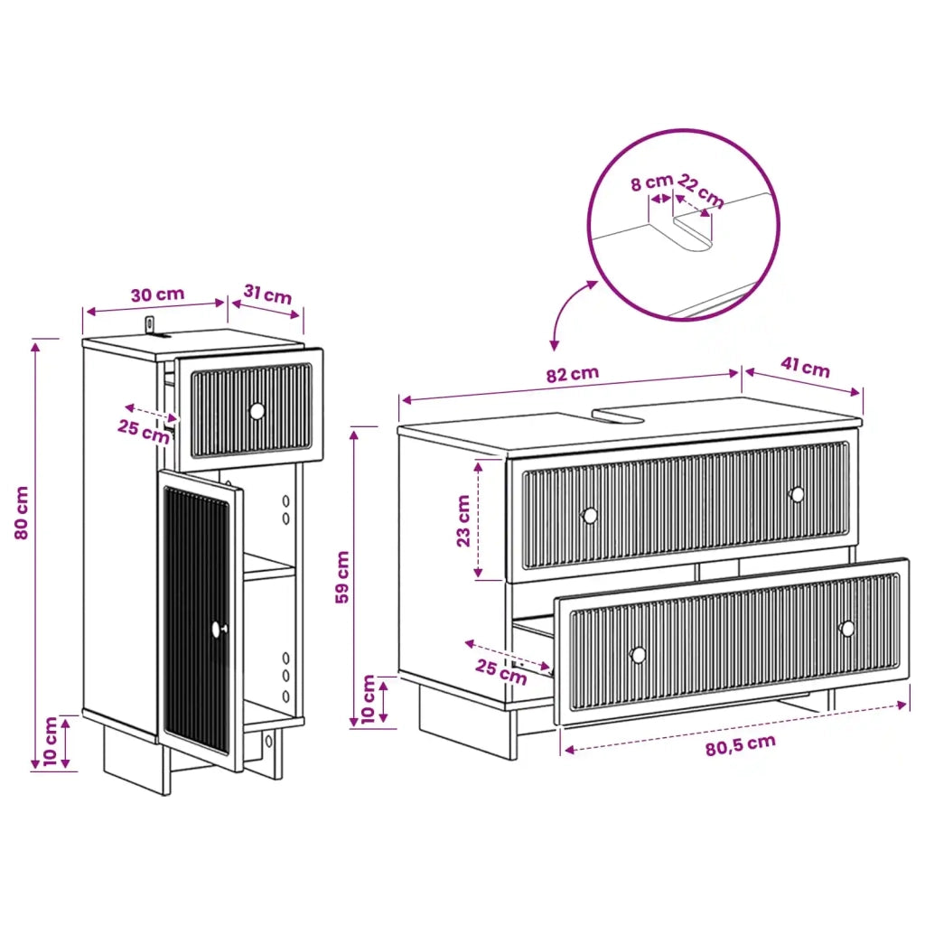 Set di Armadi da Bagno da 2 Pezzi EDE Sonoma grigio 3417663