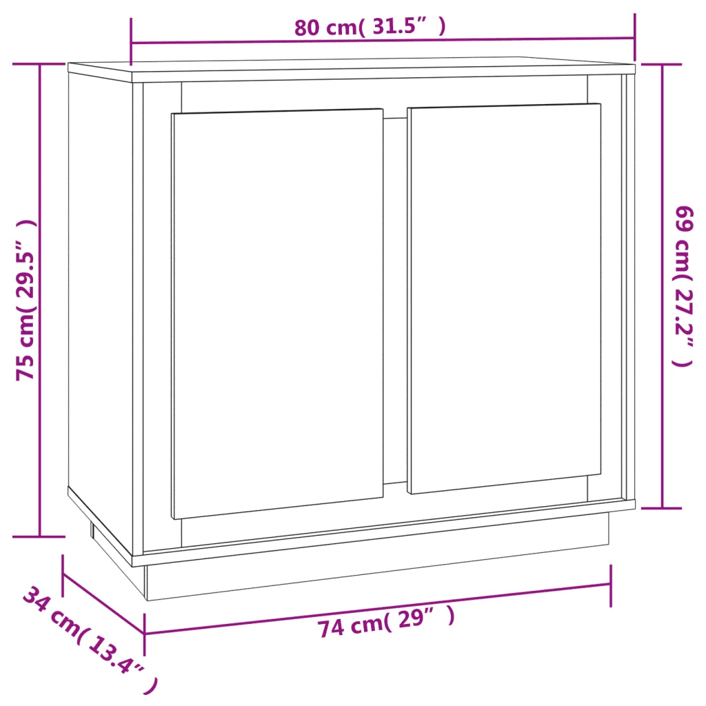Credenza Bianca 80x34x75 cm in Legno Multistrato 819884