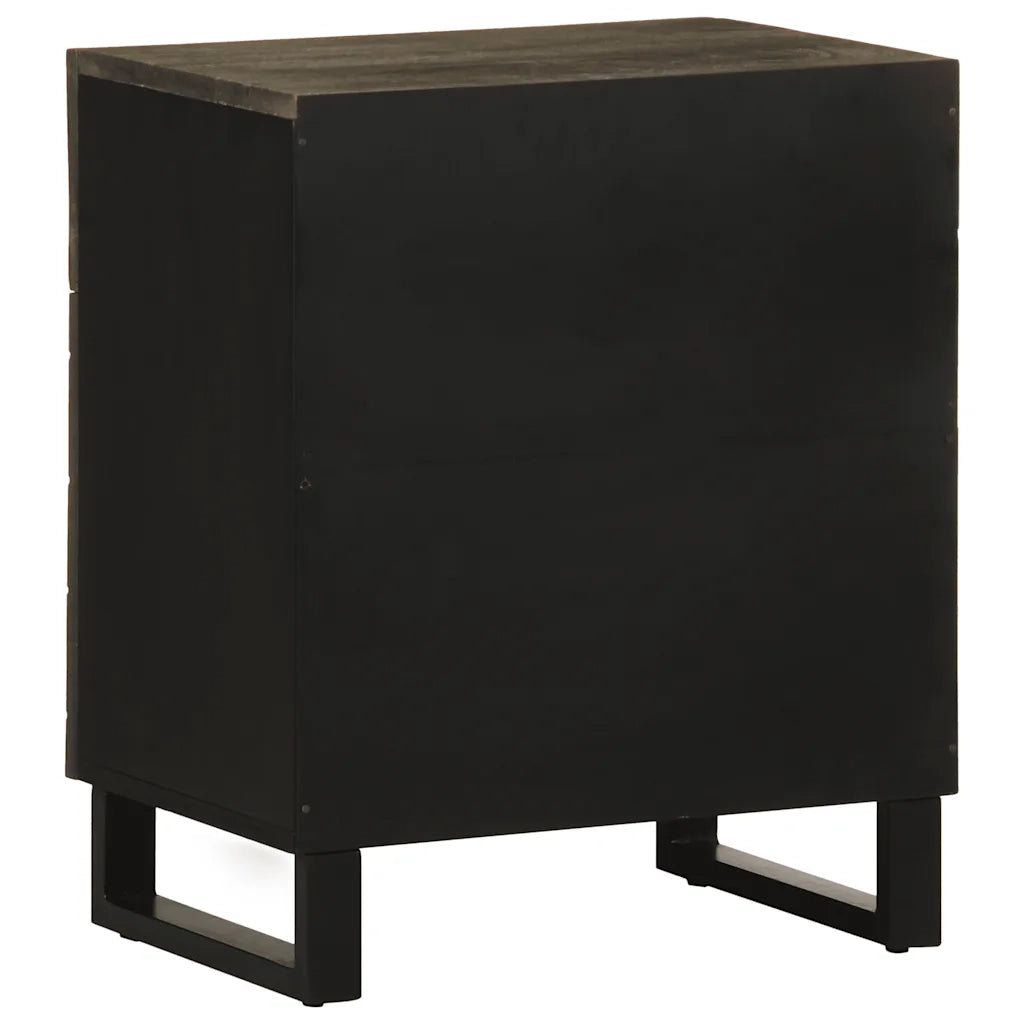 Comodino Nero 50x33x60 cm in Legno Massello di Mango 4017695