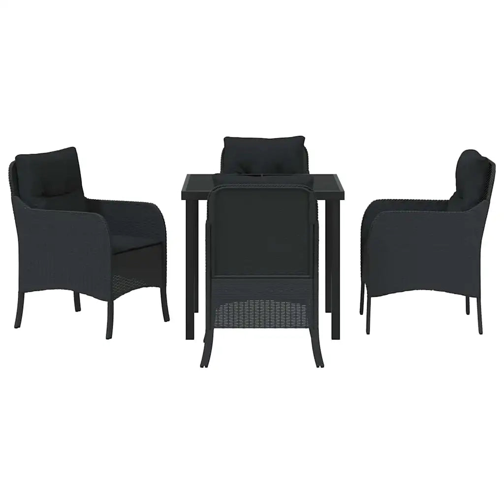 Set da Pranzo per Giardino con cuscino 5 pcs Nero polyrattan 3380149