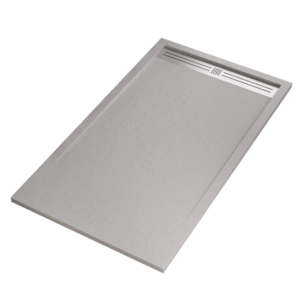 Piatto doccia in marmoresina grigio chiaro effetto pietra cemento relax, misura 70x110