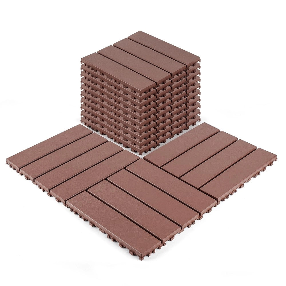 Piastrelle da Pavimento Interlocking per Esterni ¨C MINIMAL ¨C Marrone, 12x12, 44 pezzi