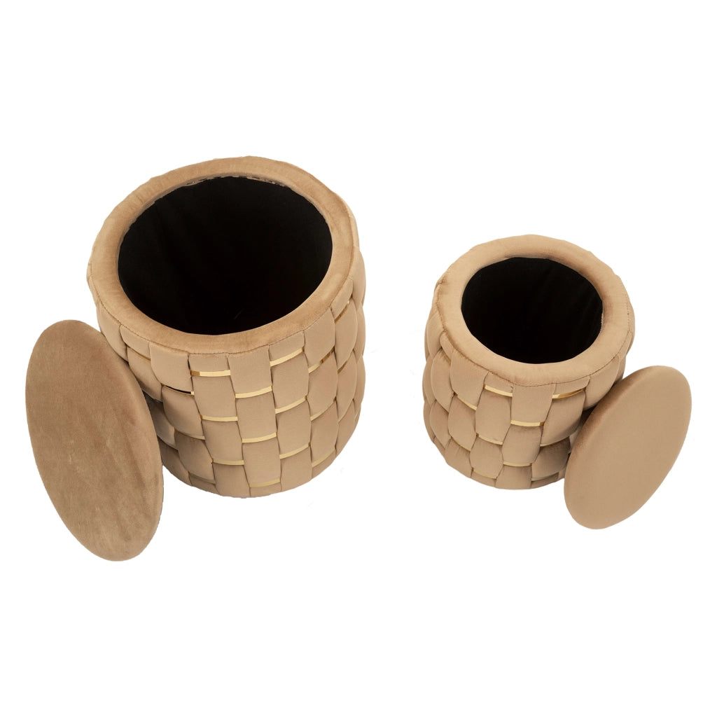 Kasane, Pouf Contenitore set da 2, 37x37x42h cm Rosa