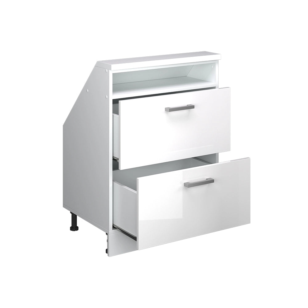 Mobile sottotetto Rion Bianco lucido/Bianco con 2 cassetti Vicco