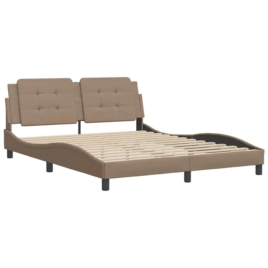 Letto matrimoniale | Letto per adulti | Giroletto senza Materasso Zadar Cappuccino 160x200 cm in Similpelle