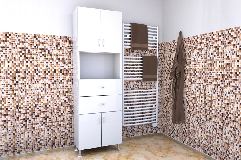 Mobile arredo bagno a 4 ante e 2 cassetti, Armadio mod. Oscar CB032B