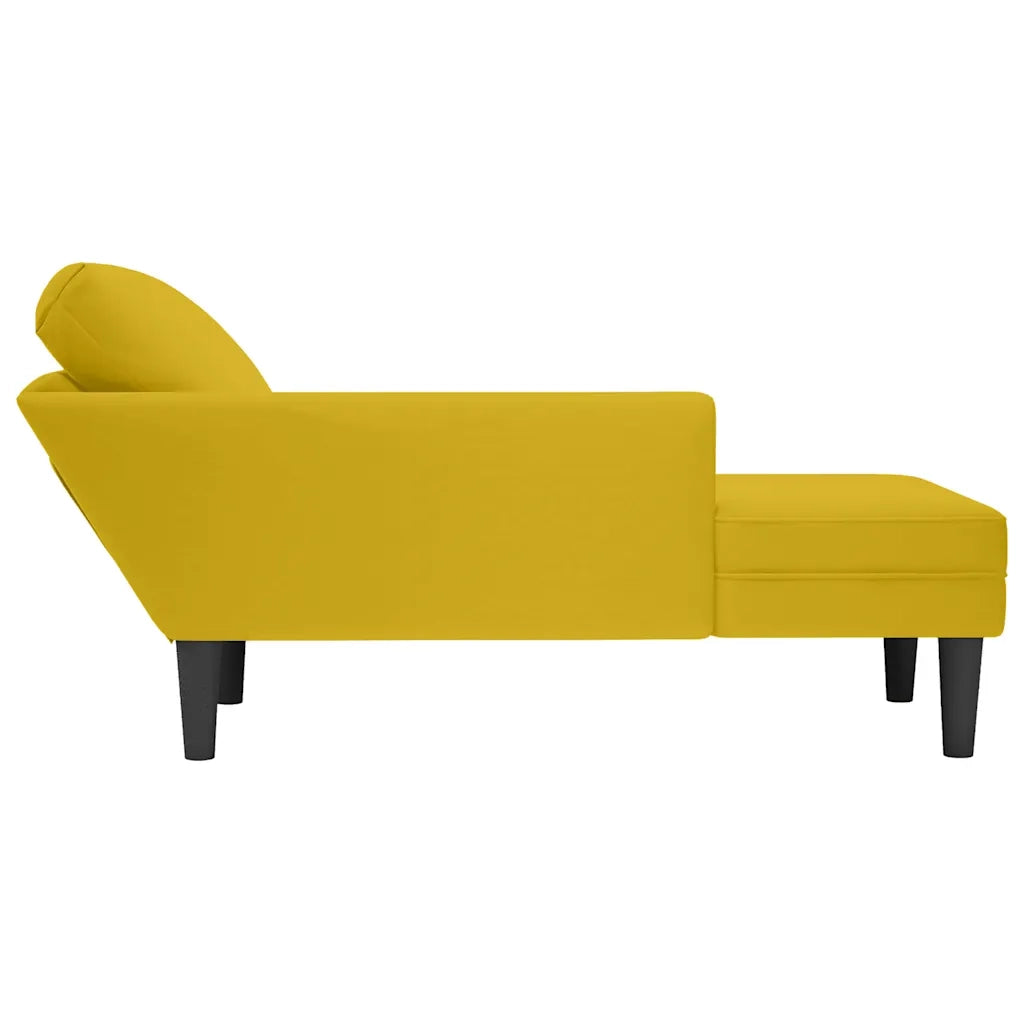 Sdraio con Cuscino e Bracciolo Destro in Velluto Giallo 4009813