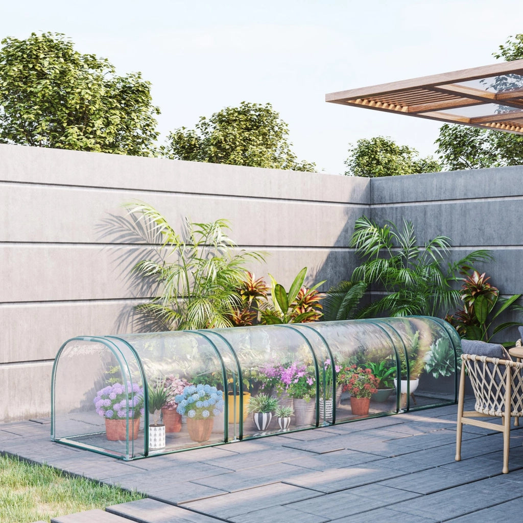 Serra a Tunnel Giardino ¨C Xylo ¨C Acciaio PVC Impermeabile Anti UV 4 Porte 395x100x80cm