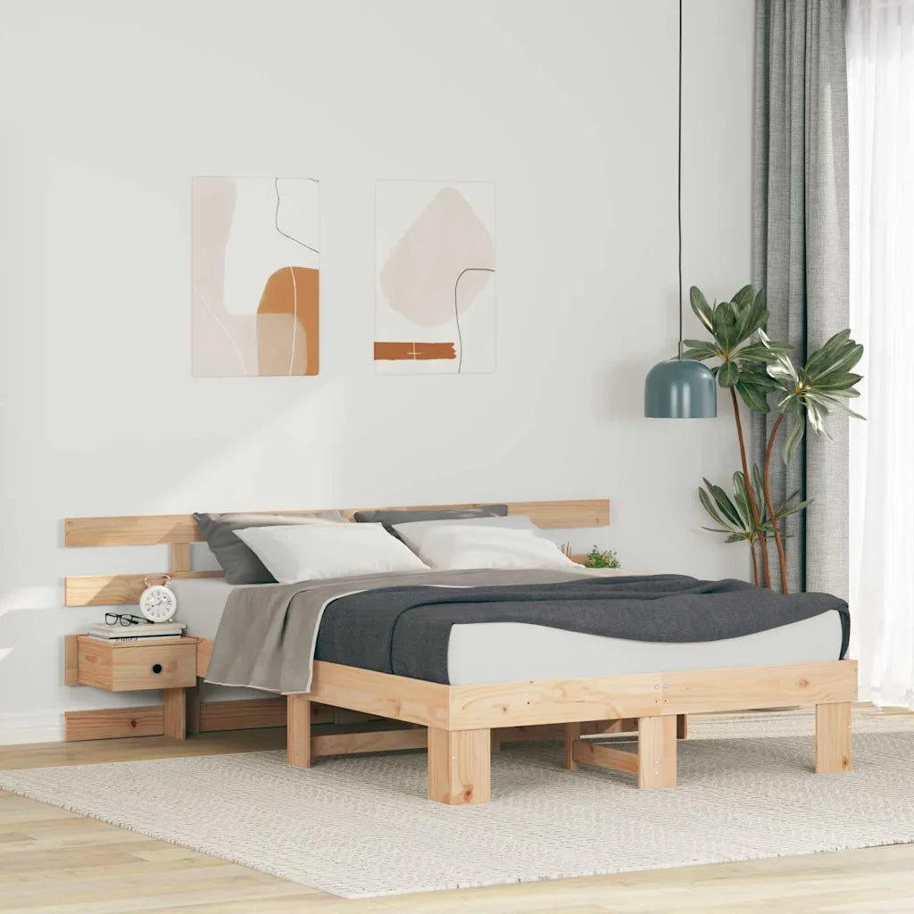 Struttura del letto-Giroletto Marrone 135 x 190 cm Pino massello 278883