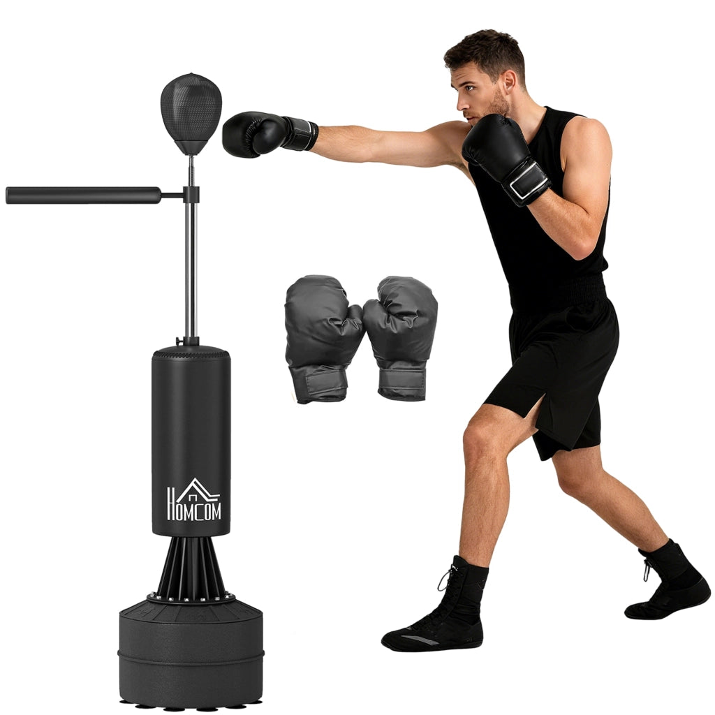 Sacco da Boxe 3 in 1 con Palla di Velocita ¨C Minimal ¨C Marrone, Regolabile in Altezza