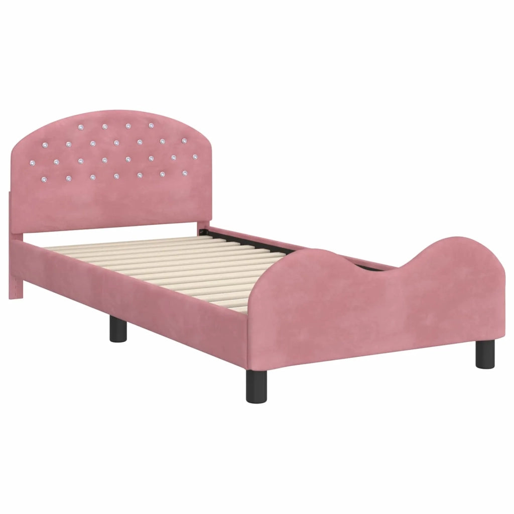 Struttura letto bambini con testata Rosa 90 x 200 cm Velluto