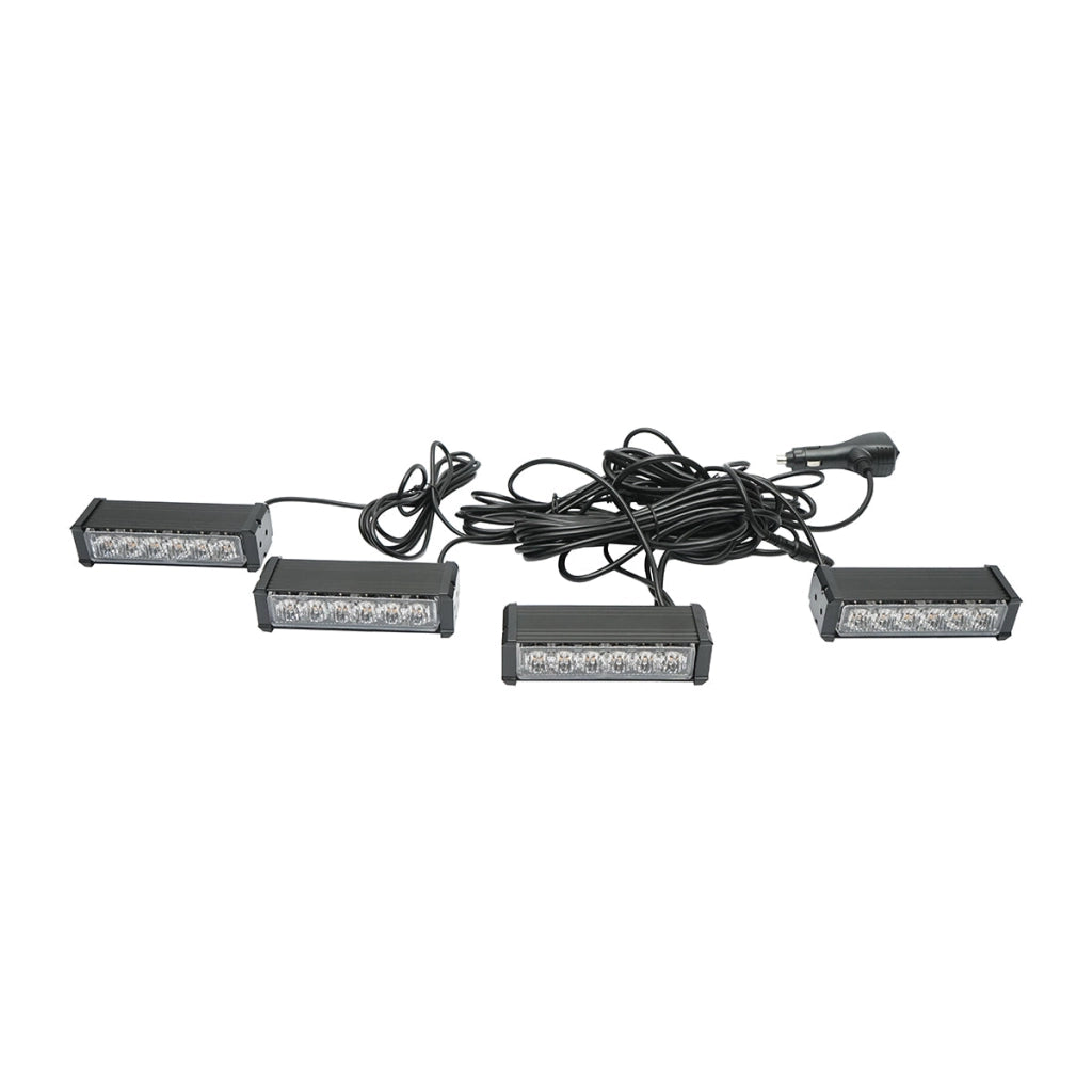 Set di 4 luci stroboscopiche con 6 LED, luce gialla 12V Breckner Germany