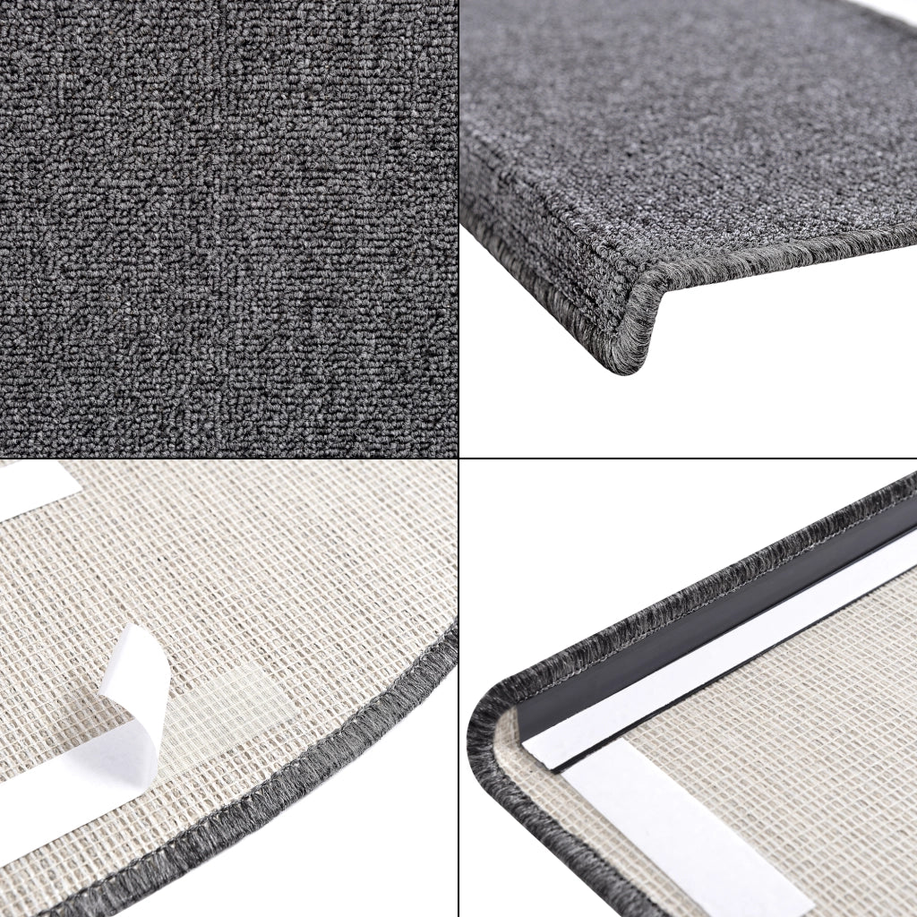 Set da 15 Tappeti Coprigradini per Scale Interne - Mezzaluna - Grigio Scuro [en.casa]