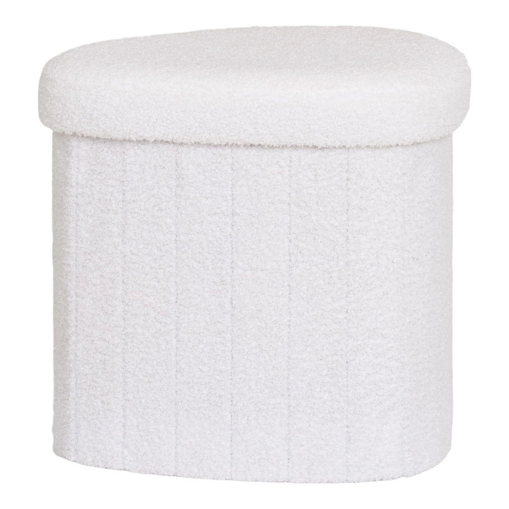 Medford - Pouf in tessuto teddy bianco 42x36x37 cm