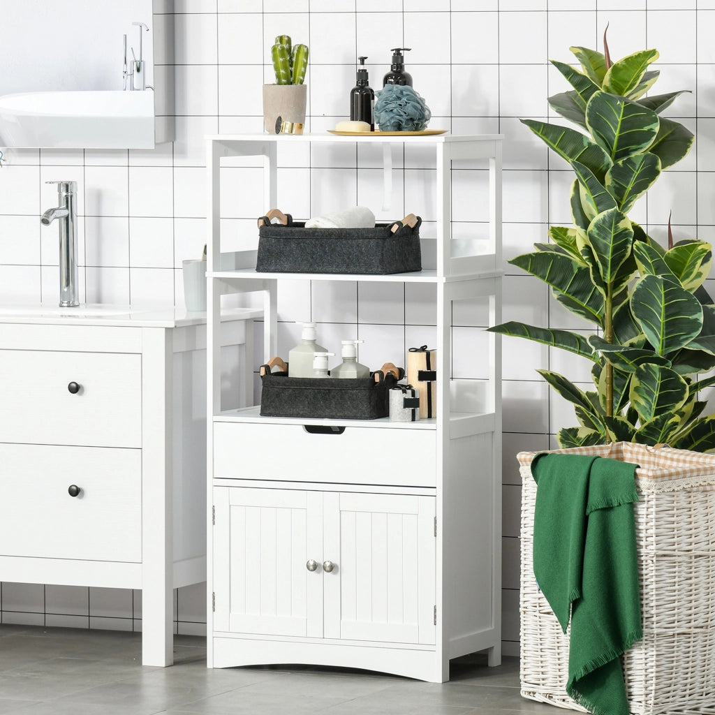 Mobile Bagno con Ante e Cassetto ¨C zephmum ¨C Bianco 60x33x122 cm