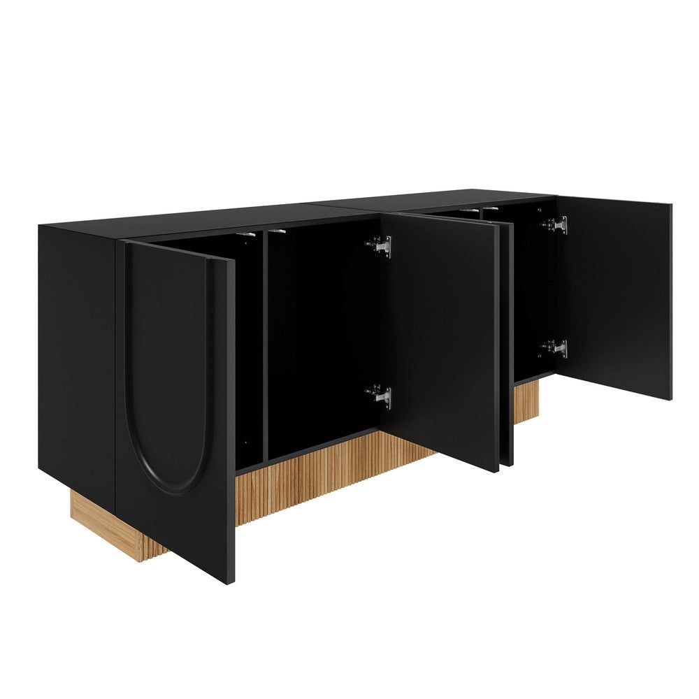 Credenza Moderna 4 Ante ¨C MINIMAL ¨C Bianco/Legno, 160x75x38