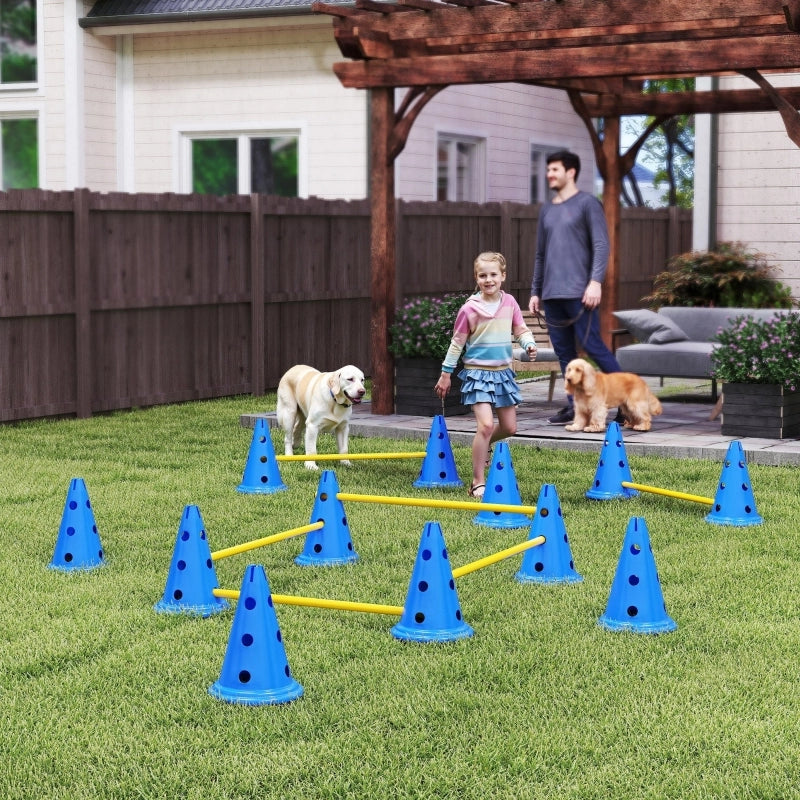 Kit di agility per cani, 6 pezzi di attrezzatura per l'addestramento all'agilit¨¤ del cane, set di ostacoli con 12 coni, 6 ostacoli, borsa per il