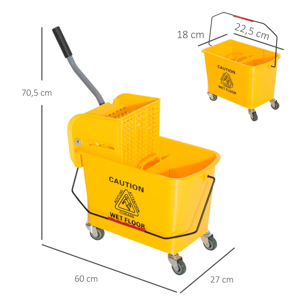 Secchio per mocio con strizzatore 20L ¨C Xylo ¨C Giallo con ruote