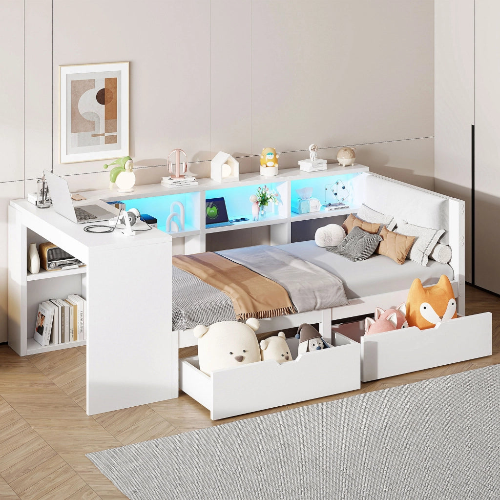 letto piattaforma in mdf e compensato bianco 90 x 200 cm