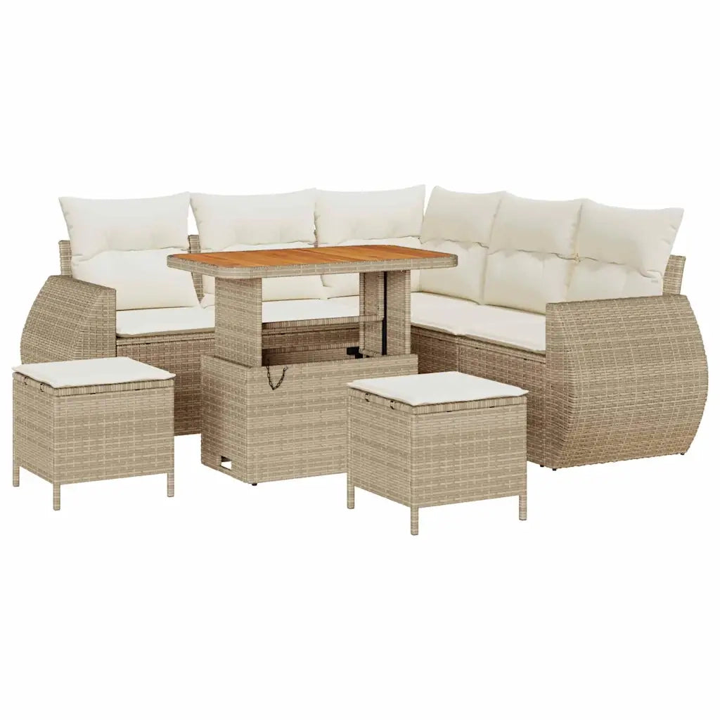Set Divano da Giardino 8 pcs Beige polyrattan