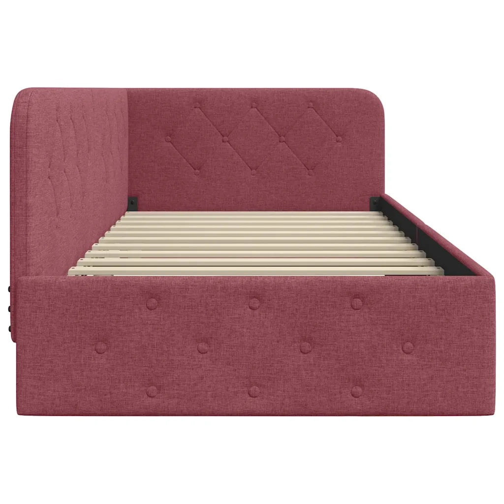 Cornice del letto ad angolo Rosso Vino 90 x 190 cm Tessuto 42016490