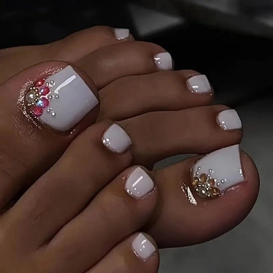 Nageli per unghie con adesivo - completo set - 24 pezzi - strumento per levigare unghie - design Strass