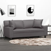 Divano a 2 Posti con Cuscini-Sofa 2 Posti con Cuscini Grigio 140 cm in Similpelle 479365