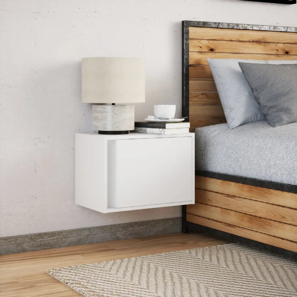 Comodino a Parete con Luci LED Bianco 852089