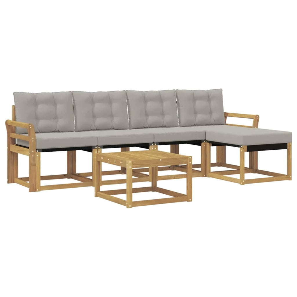 Set di divani da esterno 6 pz Bianco e Grigio Chiaro 3389405