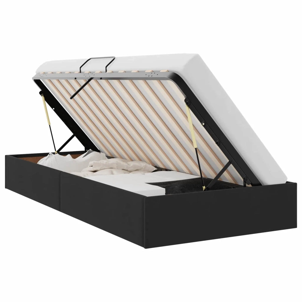 Letto ottomano con archiviazione Nero 90 x 190 cm Velluto 3442852