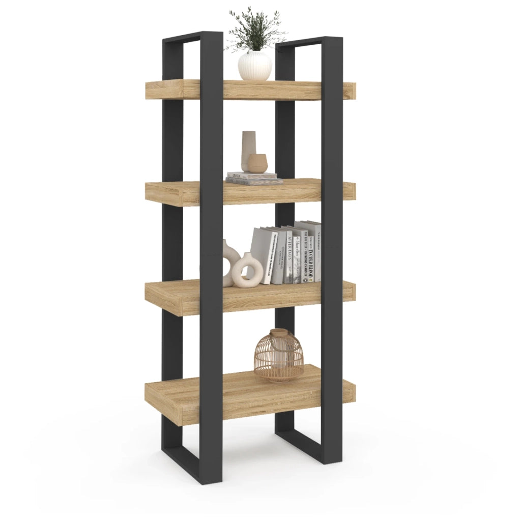 IDMarket - Scaffale a 4 livelli in legno e nero PHOENIX