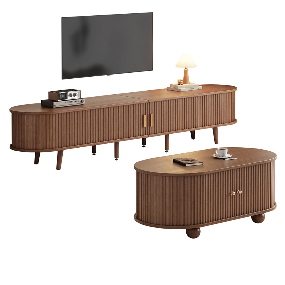 Mobile TV con tavolino - Xylo - 2 pezzi noyer MDF 100x45cm