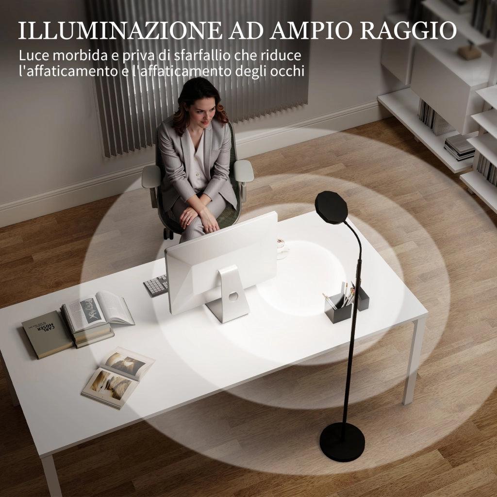 Lampada da Terra LED ¨C Xylo ¨C Telecomando, Testa Girevole, Dimmerabile, Nero