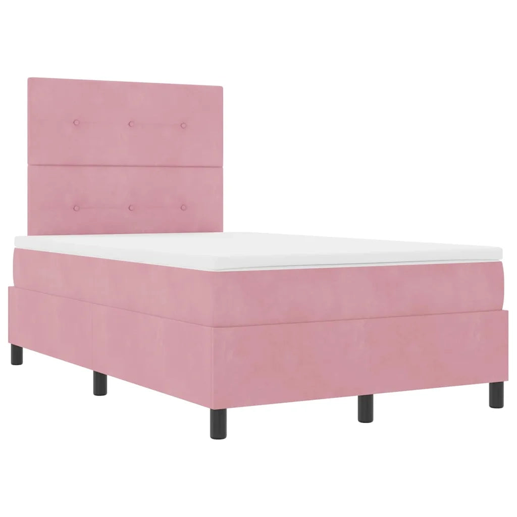 Letto a molle con materasso Rosa 120 x 190 cm Velluto 3339823