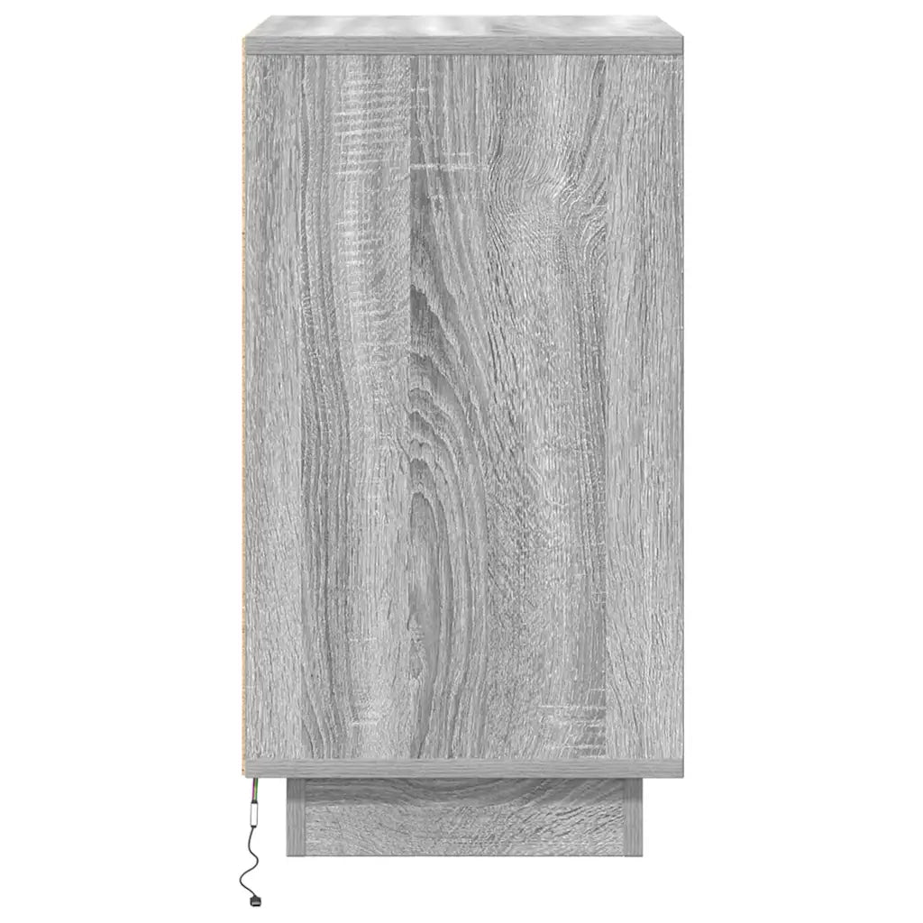 Comodino con Luci LED Grigio Sonoma 38x34x65 cm 861306