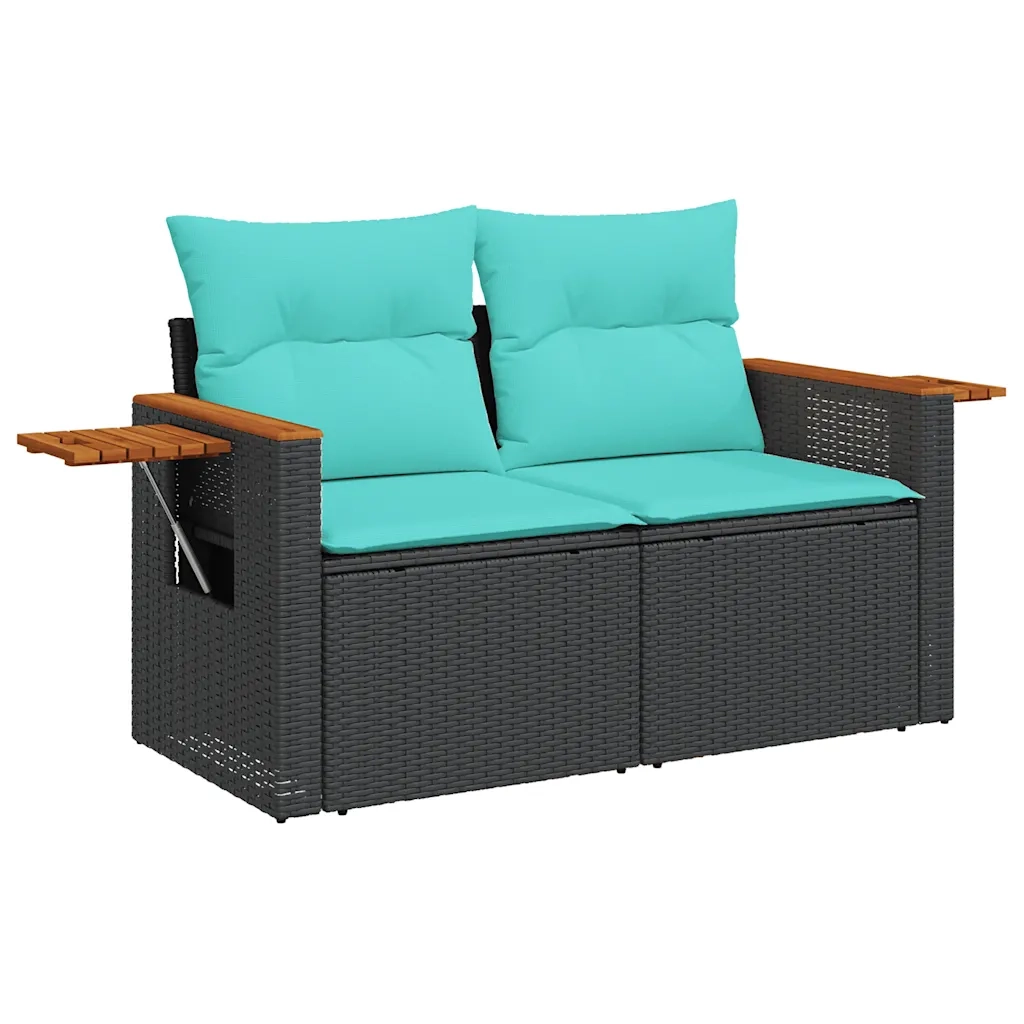 Set Divani da Giardino 11 pz con Cuscini in Polyrattan Nero 3227198